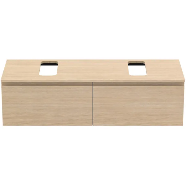 Ideal Standard Waschtischunterschrank Finesse E3495US, 1402x505x378mm, 2 Auszüge, Eiche weiß
