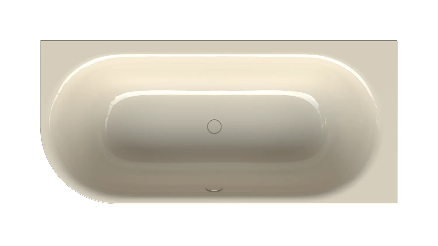 Bette BetteLux Oval V Silhouette Badewanne, Eck, Sonderform, 1850x850x450 mm, Pergamon, glasierter Titan-Stahl, 2-Sitzer, Schürzen-Badewanne