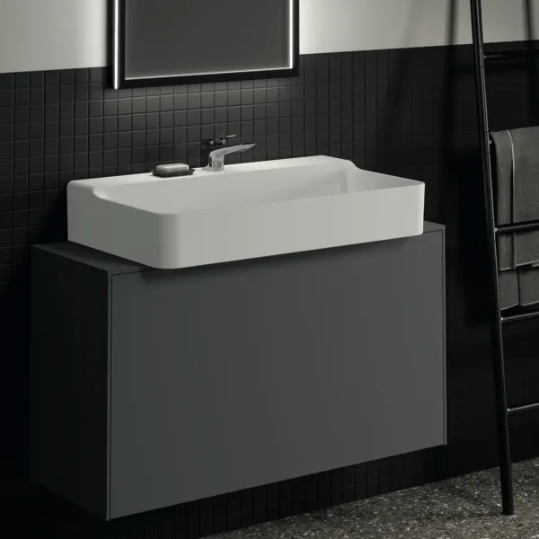 Ideal Standard Conca Waschtischunterschrank, Anthrazit matt, 1002x373x550 mm, 1 Auszug mit Push-Open und Softclose, hochverdichtete Dreischicht-Holzspanplatte