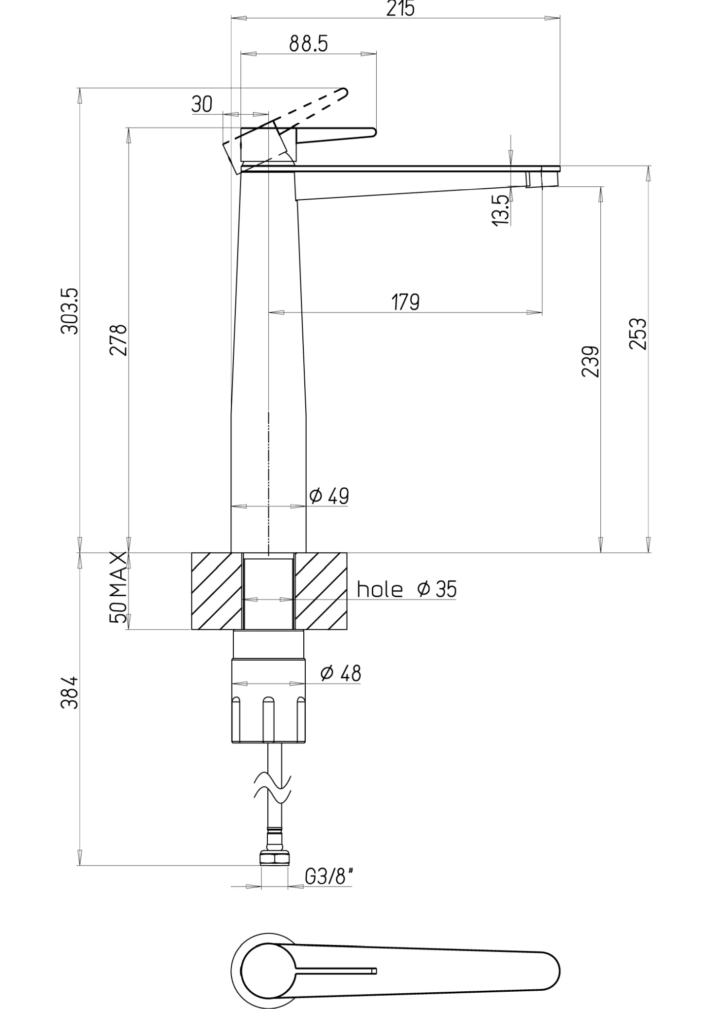 Villeroy & Boch Conum Einhebel-Waschtischarmatur erhöht TVW127005000, 49x278x215 mm, Matt Black Villeroy & Boch Conum Einhebel-Waschtischarmatur erhöht TVW127005000, 49x278x215 mm, Matt Black