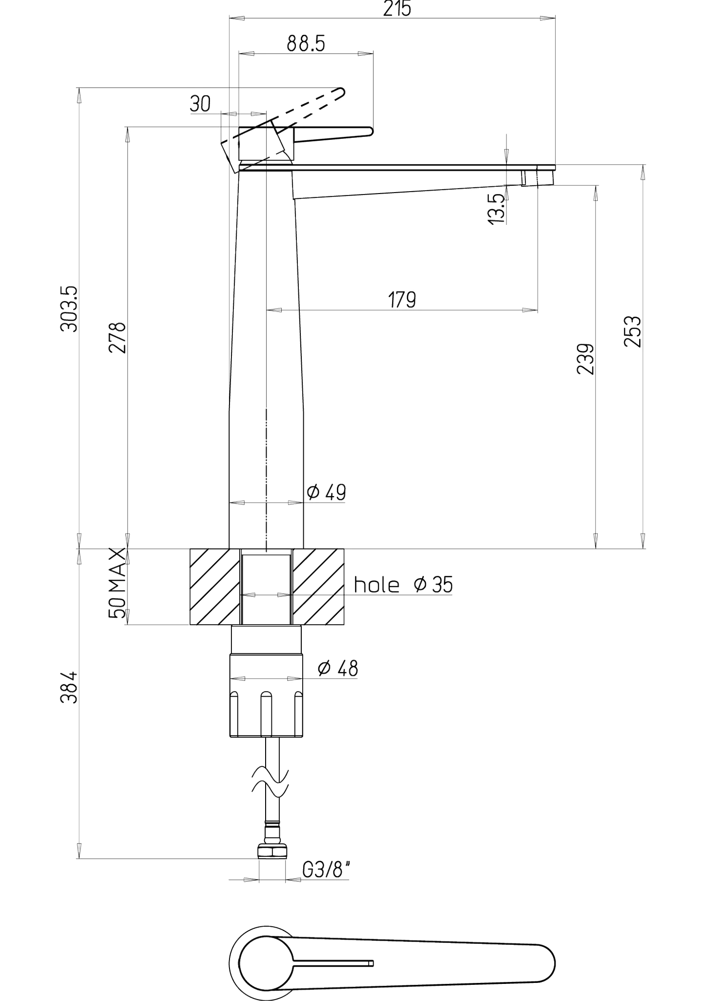 Villeroy & Boch Conum Einhebel-Waschtischarmatur erhöht TVW127005000, 49x278x215 mm, Matt Black Villeroy & Boch Conum Einhebel-Waschtischarmatur erhöht TVW127005000, 49x278x215 mm, Matt Black