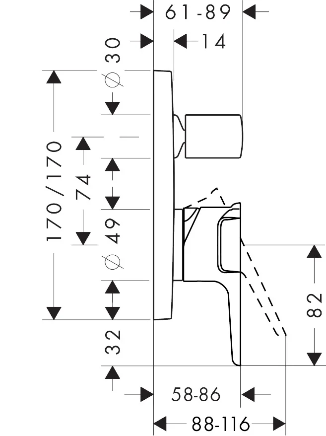 Hansgrohe AXOR Citterio E Einhebel-Wannenmischer Unterputz, Chrom, 2 Verbraucher, Keramikmischsystem, einstellbare Temperaturbegrenzung, automatische Rückstellung, Schalldämpfer, für Durchlauferhitzer geeignet