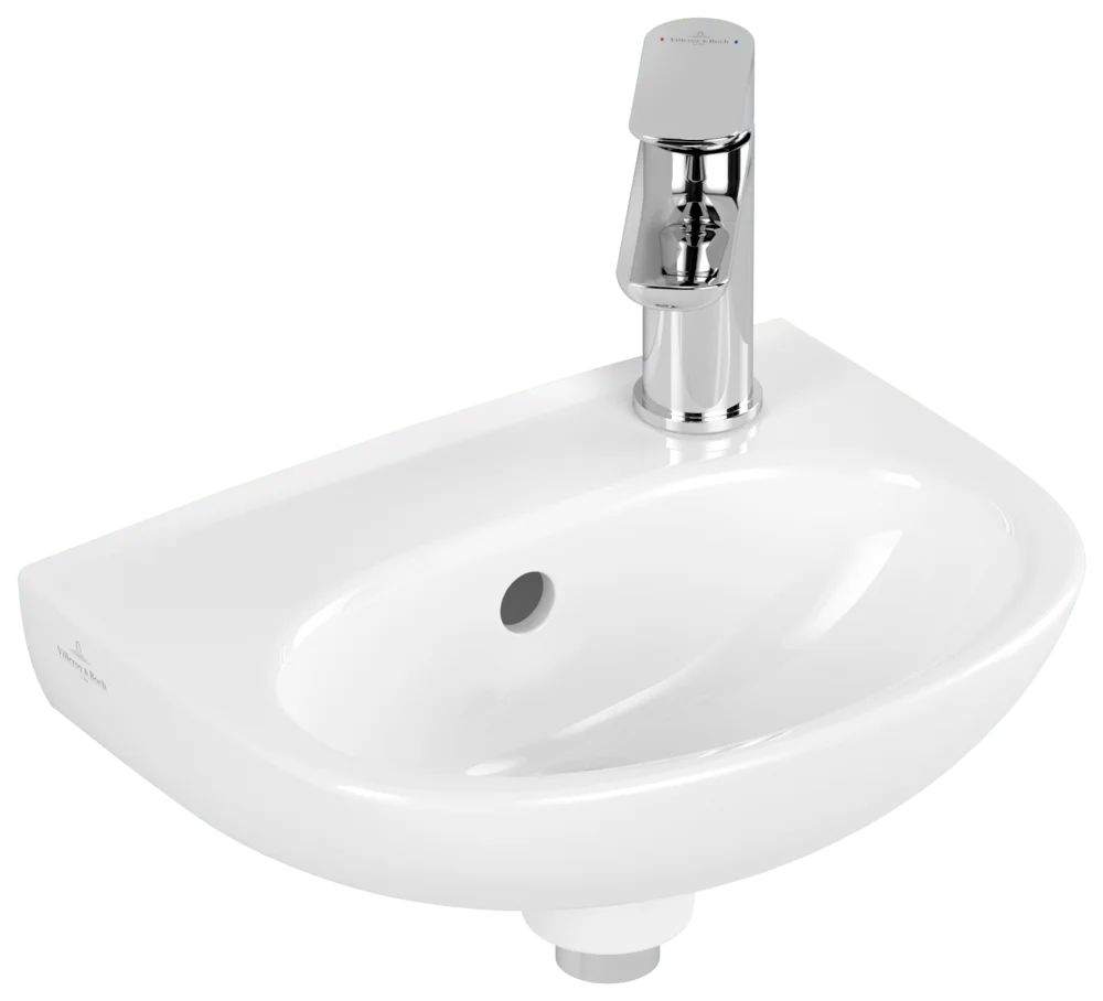 Villeroy & Boch Handwaschbecken O.novo, oval, weiß Alpin CeramicPlus, 360x275x145 mm, 1-Loch-Armatur, mit Überlauf