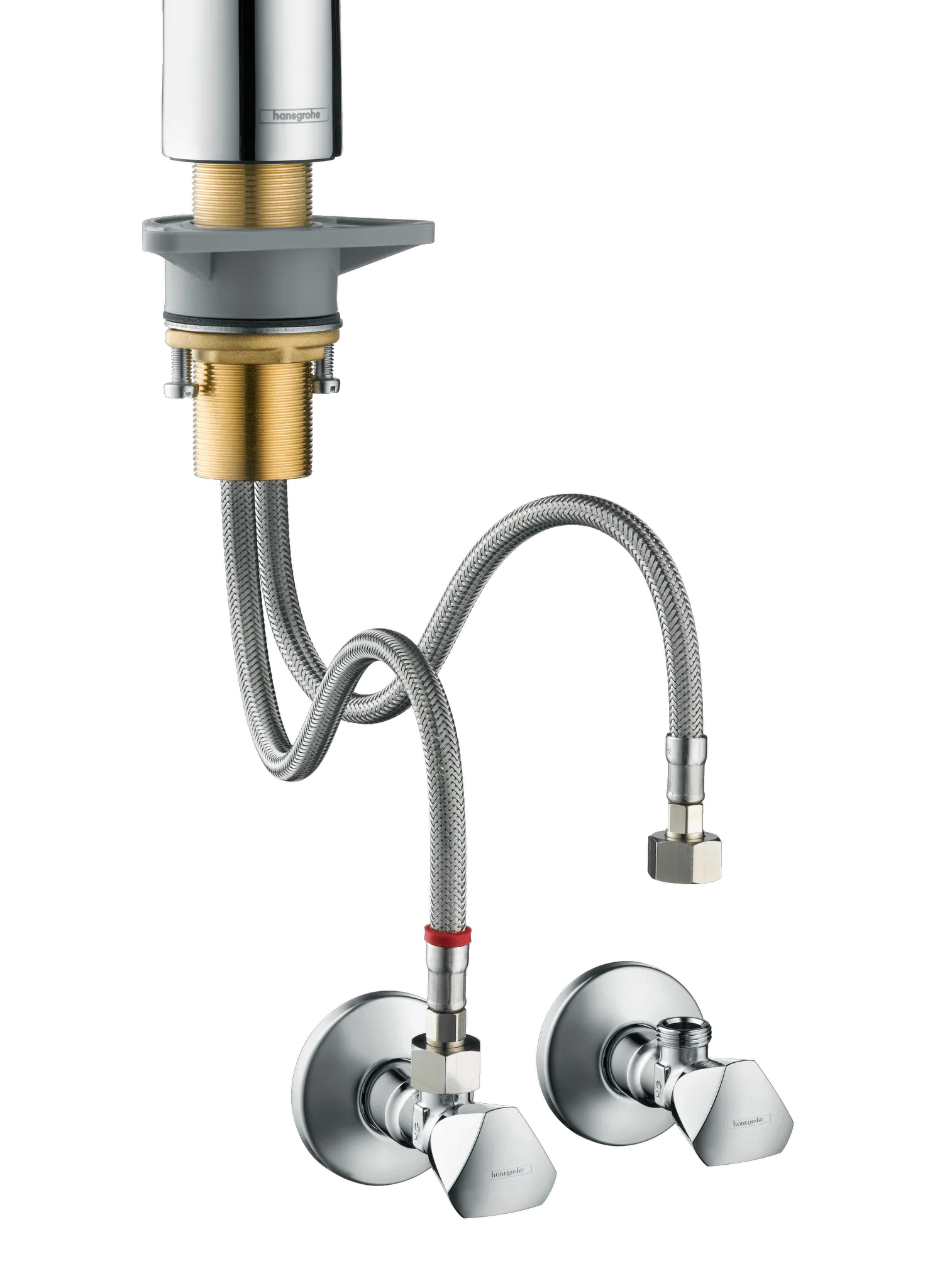 Hansgrohe Eckventil E-Design chrom, G 1/2 Eingang, G 3/8 Abgang, Sterngriff, Geräuschgruppe I, Durchflussklasse A