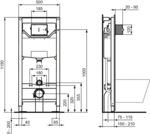 Ideal Standard Vorwand-/Einbauelement für Toilette „ProSys“ 115 × 50 × 15 cm Ideal Standard Vorwand-/Einbauelement für Toilette „ProSys“ 115 × 50 × 15 cm