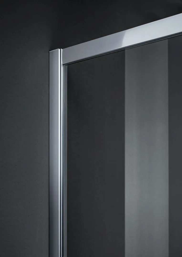 Kermi Duschtür Gleittür 2-teilig bodenfrei mit Festfeld links für Nische und Ecke „LIGA“ 185 cm Glas Klar, Profile Silber Hochglanz, Schiebetür zweiteilig