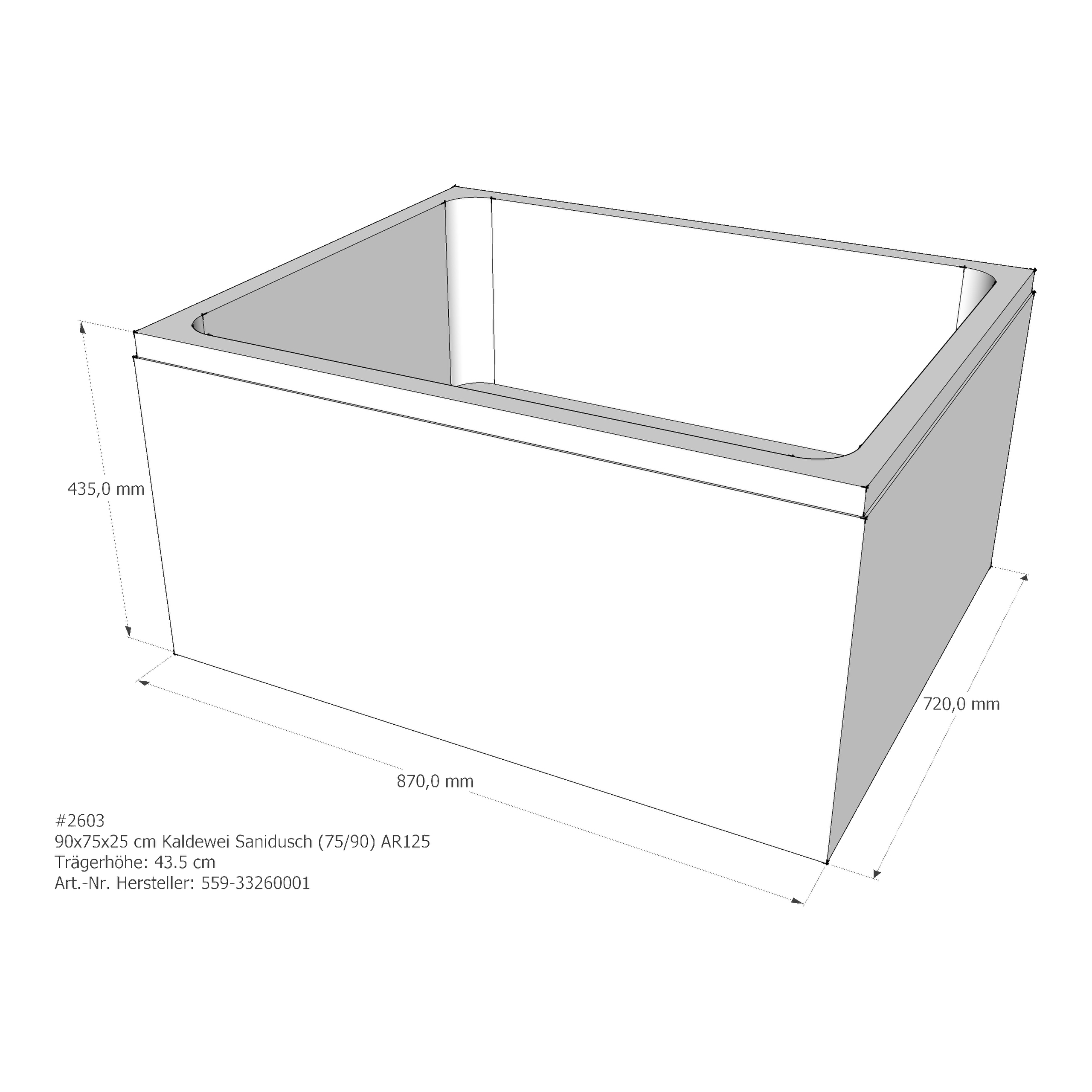 Duschwannenträger für Kaldewei Sanidusch 75 × 90 × 25 cm Duschwannenträger für Kaldewei Sanidusch 75 × 90 × 25 cm