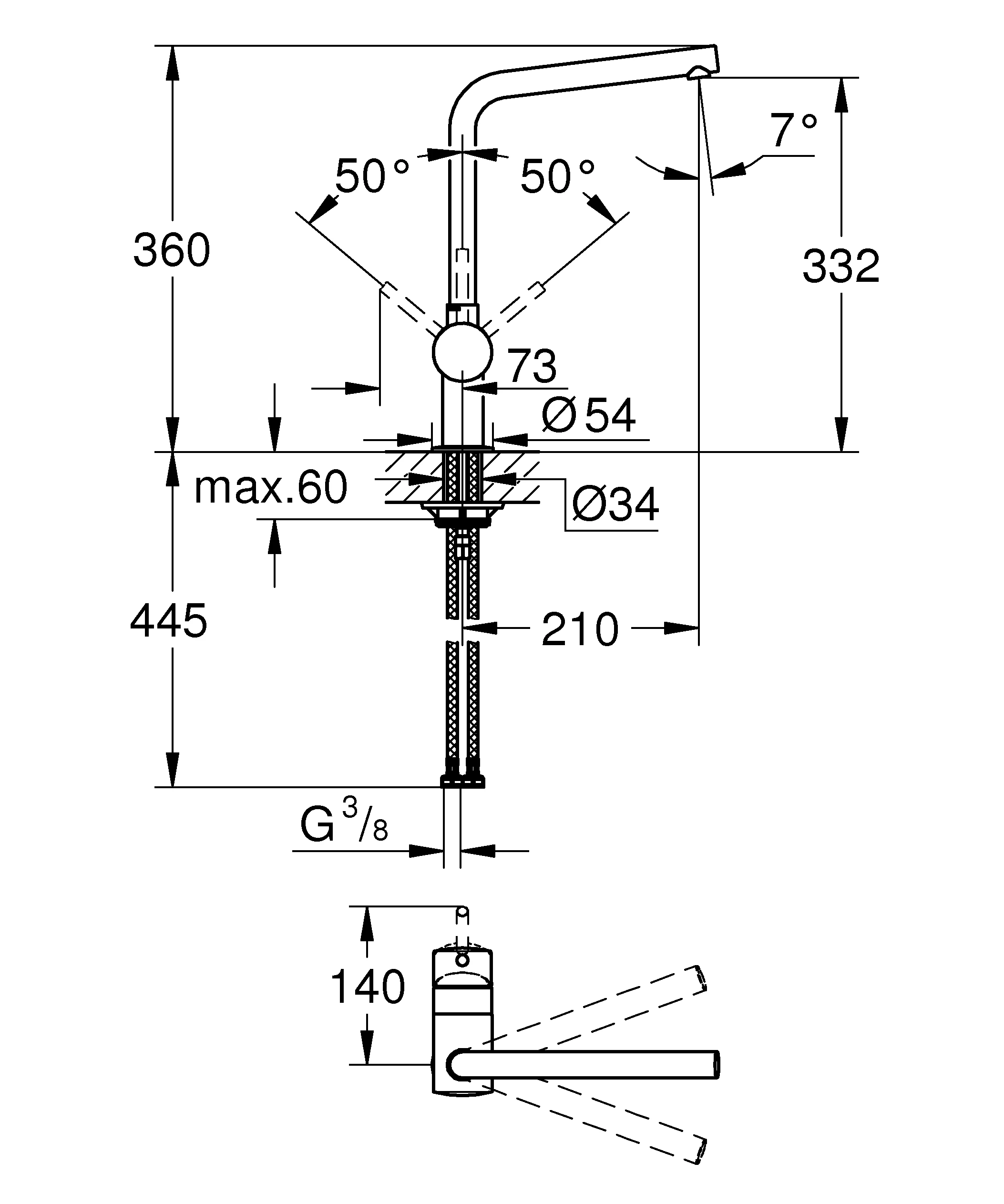 Einhand-Spültischbatterie Minta 31375, L-Auslauf, chrom