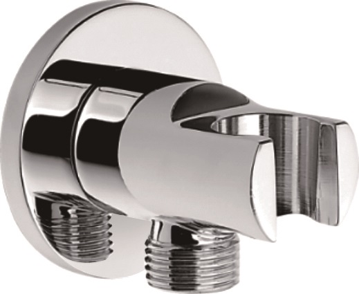 Wandanschlussbogen mit Halter - rund - 1/2″ AG × 1/2″ AG - Rosette - eigensicher - Vollmetall - chrom Wandanschlussbogen mit Halter - rund - 1/2″ AG × 1/2″ AG - Rosette - eigensicher - Vollmetall - chrom