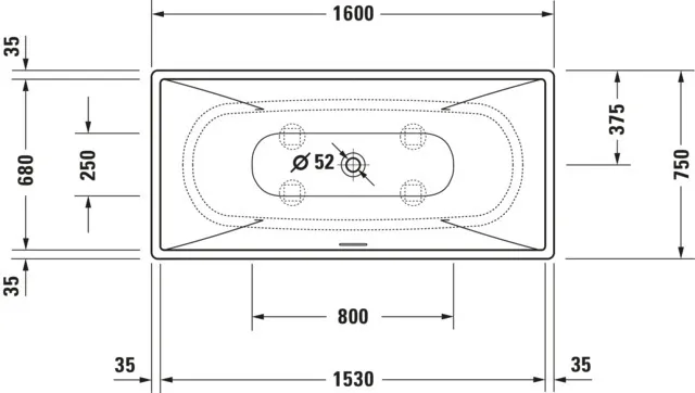 Duravit Badewanne „DuraSquare“ freistehend rechteck 160 × 75 cm