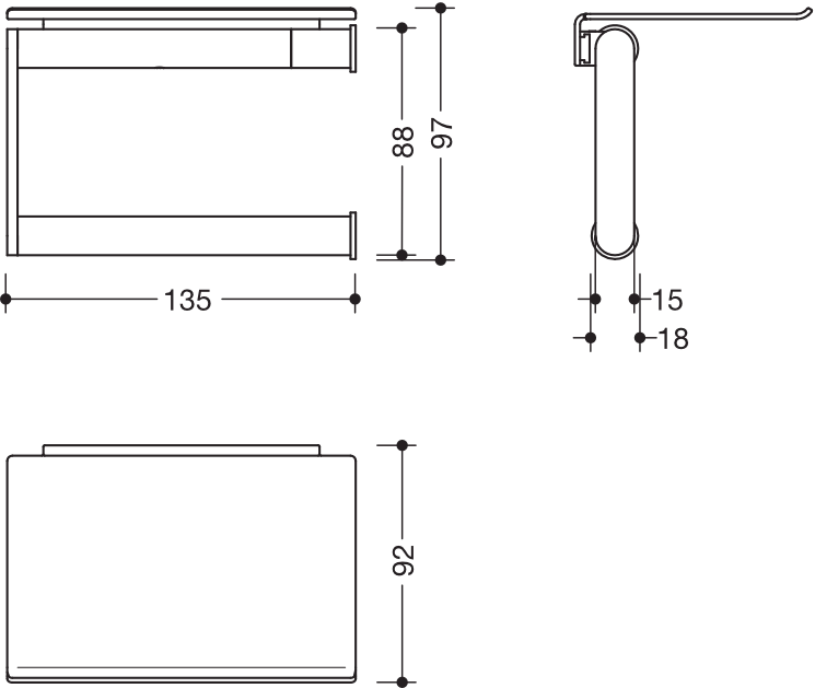 HEWI Toilettenpapierhalter pulverbeschichtet „System 900“ 13,5 × 9,2 × 9,6 cm