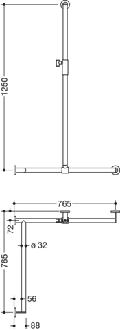 HEWI Haltegriff Ausführung links „System 900“, Befestigung verdeckt HEWI Haltegriff Ausführung links „System 900“, Befestigung verdeckt