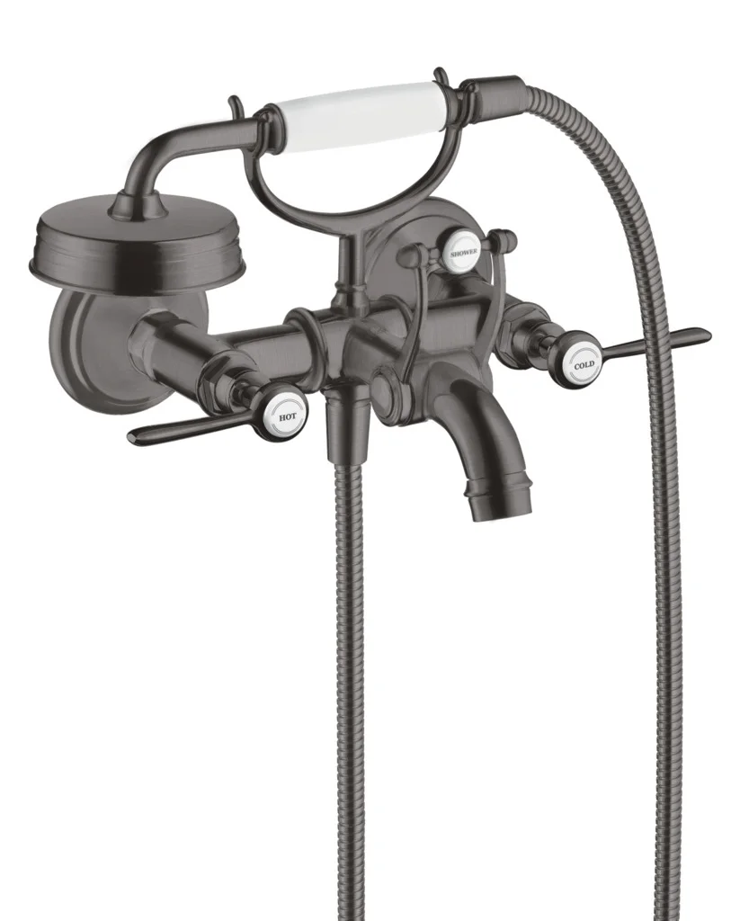 Hansgrohe AXOR Montreux 2-Griff Wannenarmatur Aufputz, Brushed Black Chrome, Ausladung 224 mm, Stichmaß 170 ±32 mm Hansgrohe AXOR Montreux 2-Griff Wannenarmatur Aufputz, Brushed Black Chrome, Ausladung 224 mm, Stichmaß 170 ±32 mm