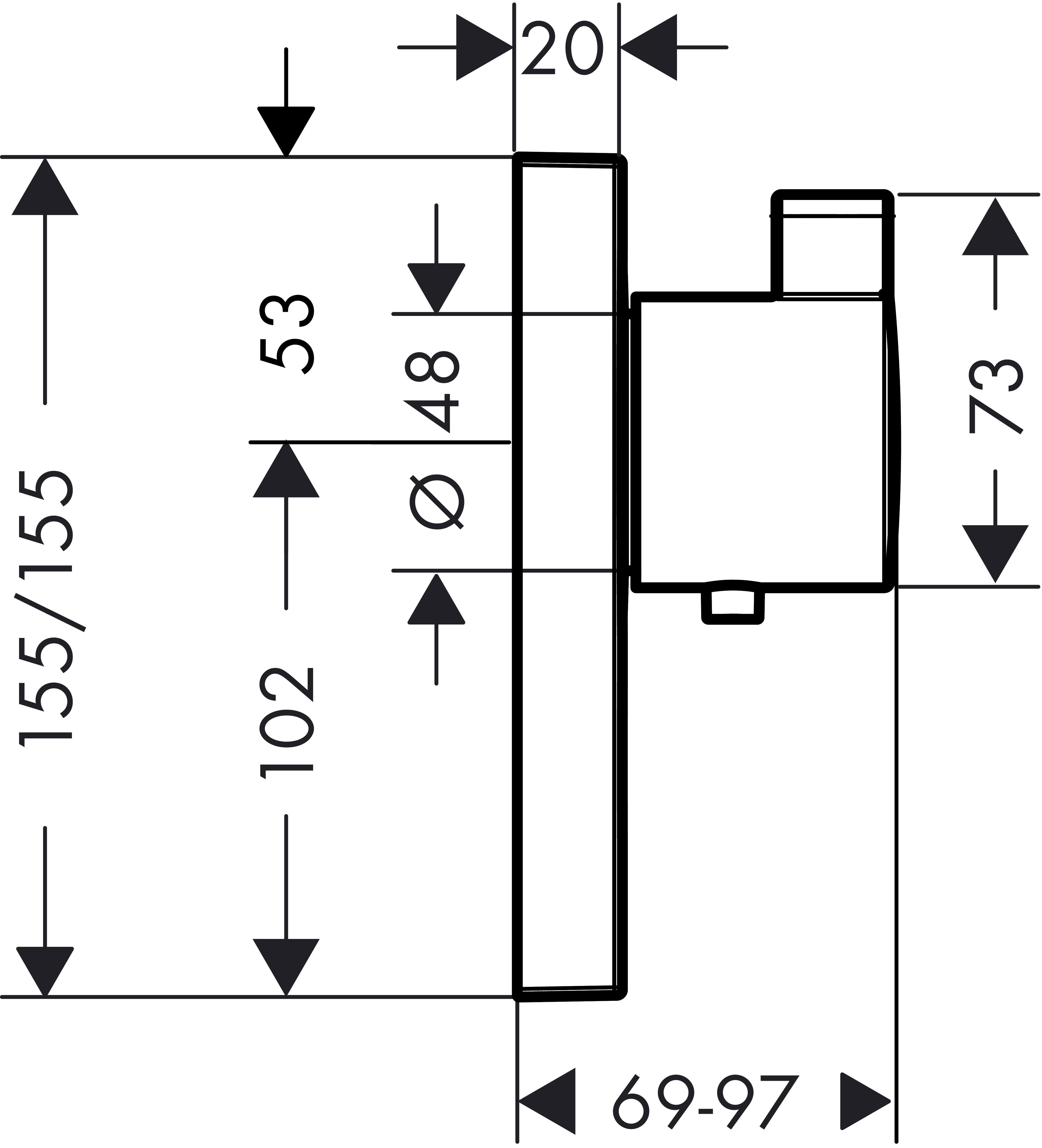 Thermostat Unterputz ShowerSelect Highflow FS 1 Verbraucher/1 Ausg.chrom
