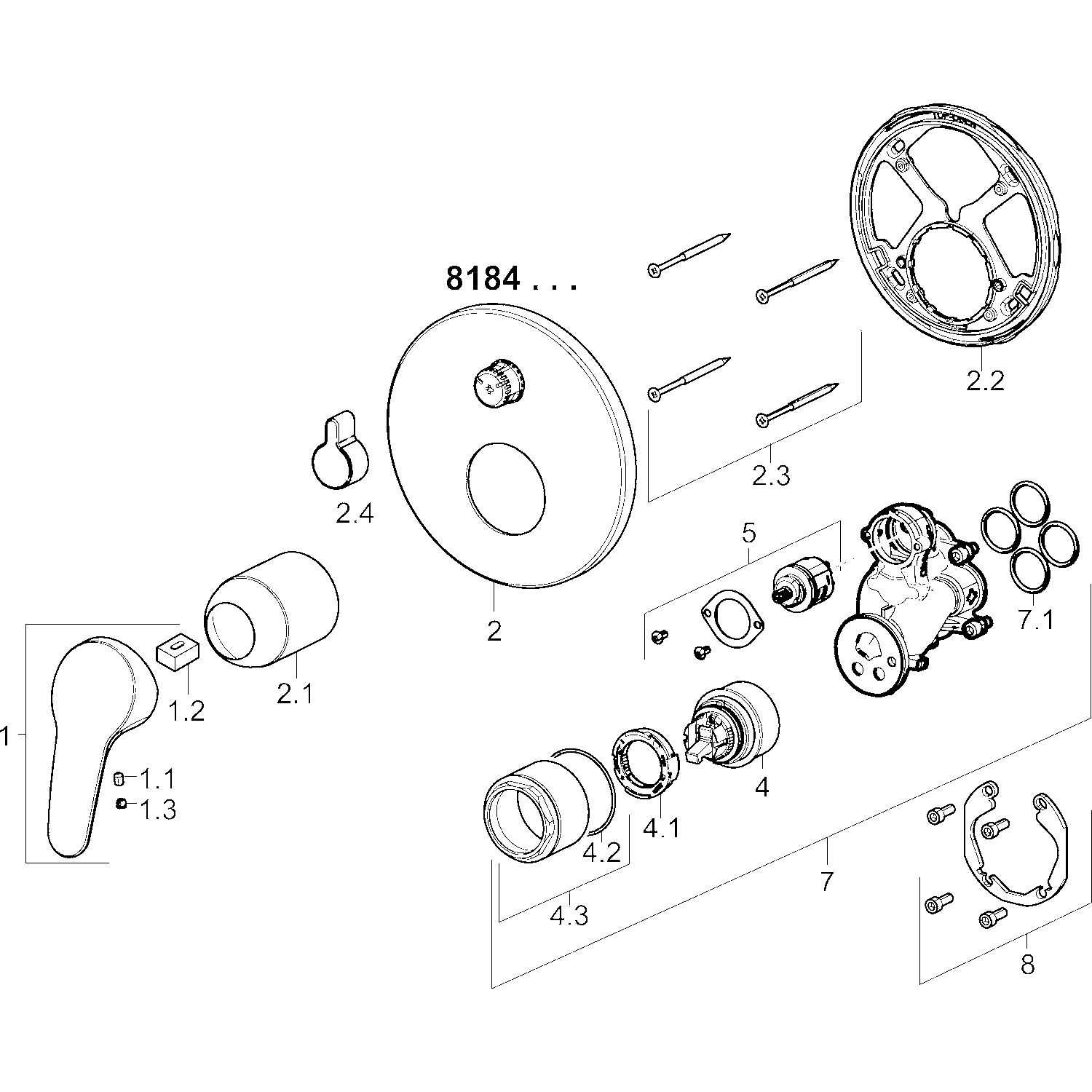 HA Einhebelmischer Fertigmontageset für Wanne/Brause HANSAMIX 8184 Rosette rund Chrom