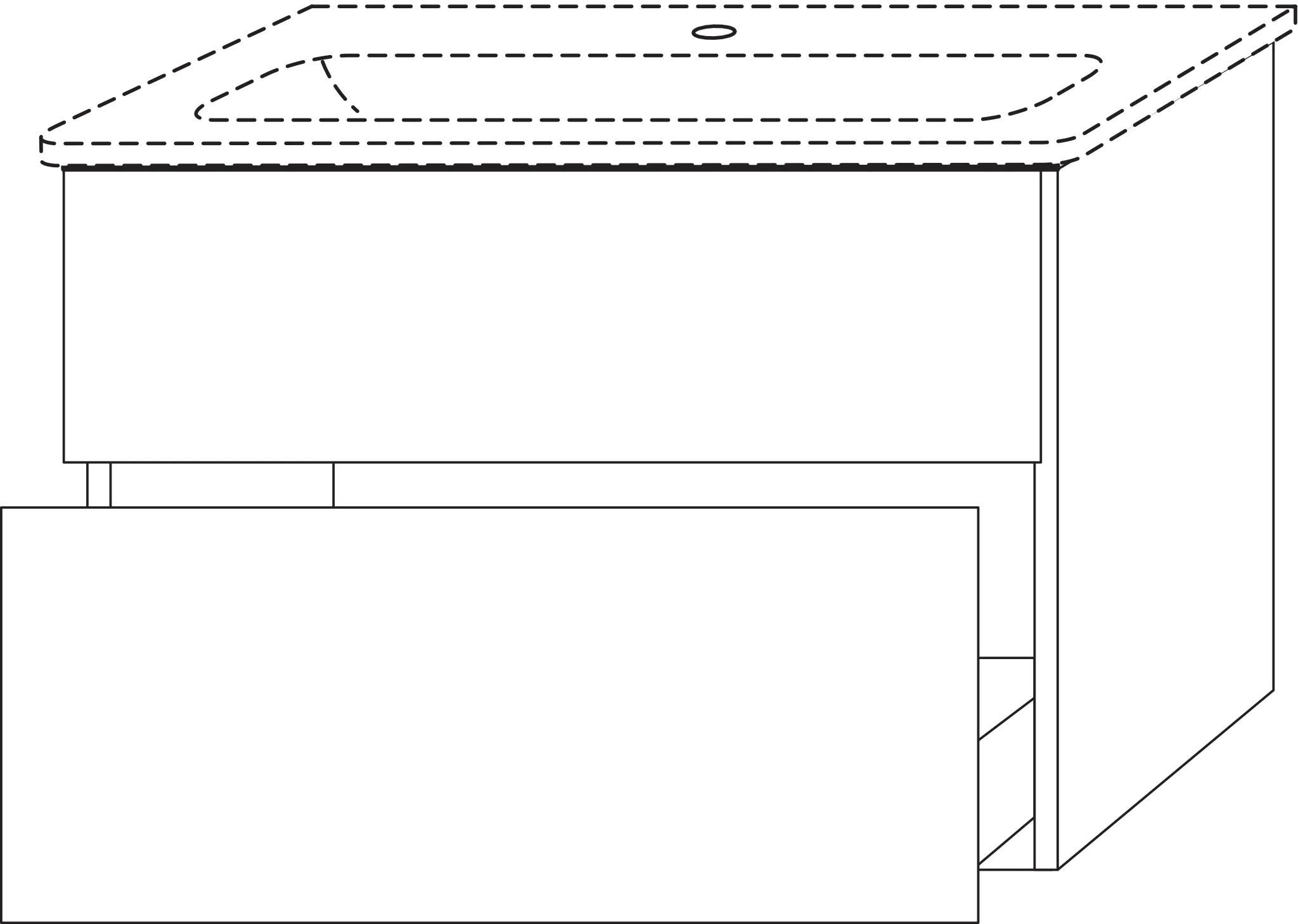 Waschtischunterbau mit Auszügen 3way (BP687) 582x785x472 Graphit-Matt