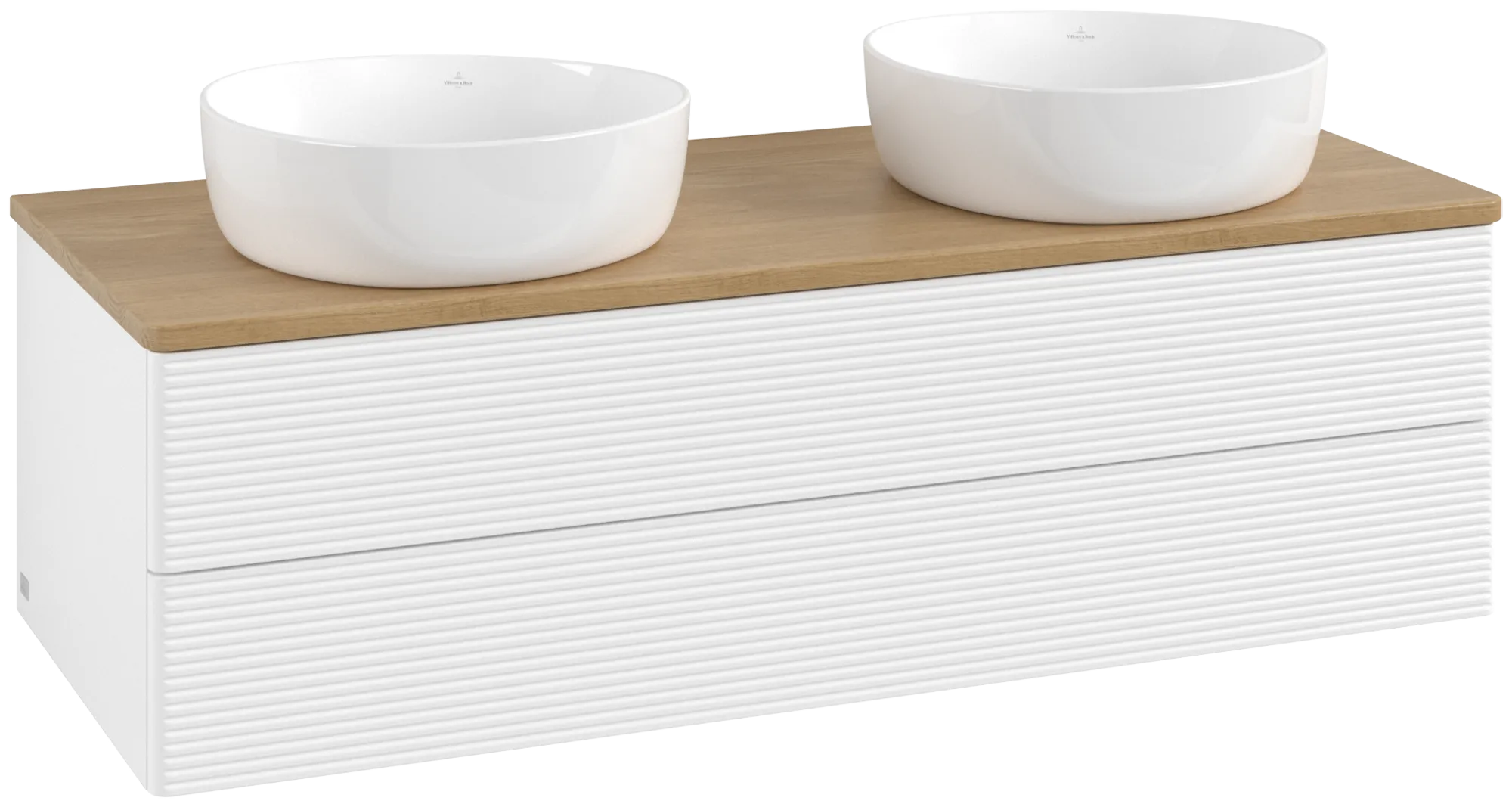 Villeroy & Boch Waschtischunterschrank „Antao“ 1200 × 360 × 500 mm White Matt Lacquer, für links und rechts, mit Beleuchtung