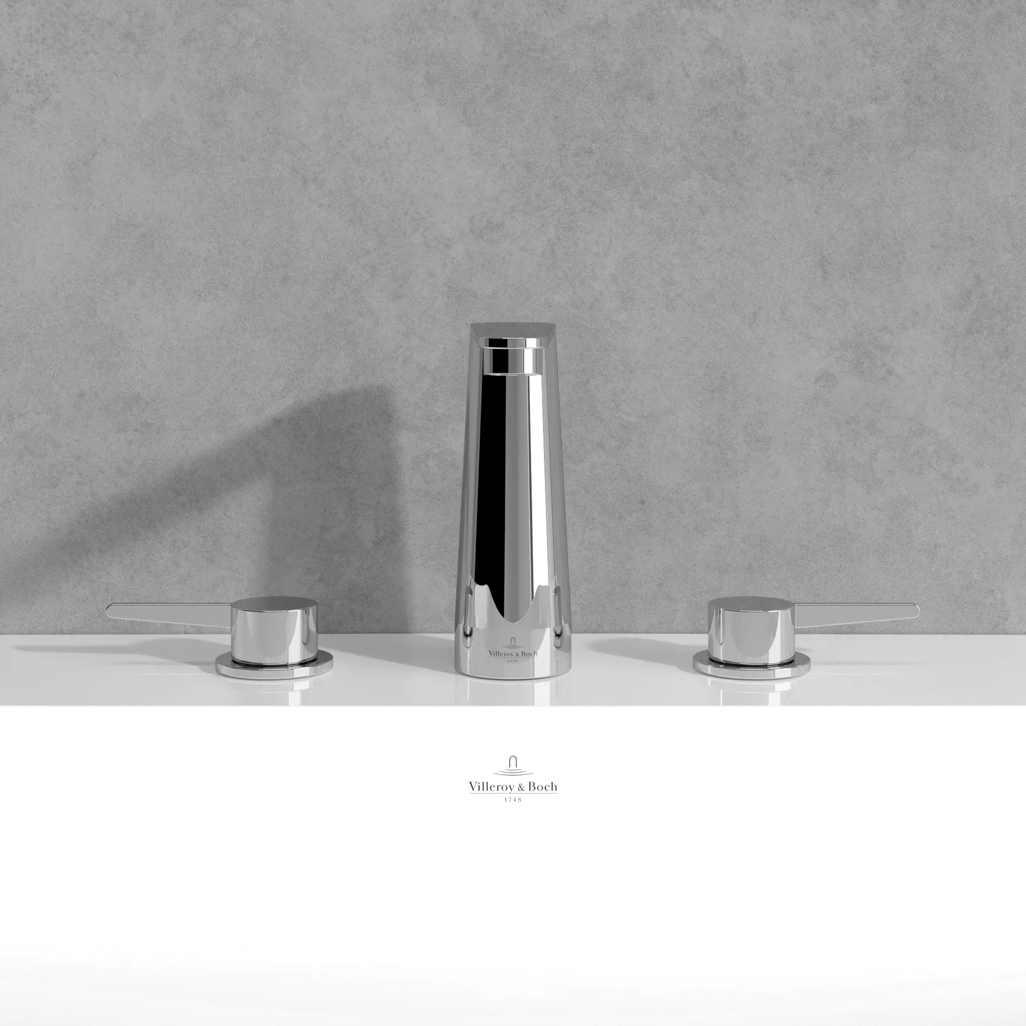 Zweihand-Waschtischarmatur „Conum“ 16,5 cm Ausladung 130 mm in Chrom Zweihand-Waschtischarmatur „Conum“ 16,5 cm Ausladung 130 mm in Chrom