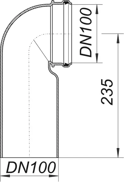 Wand-WC-Bogen 88, DN 100 x DN 100