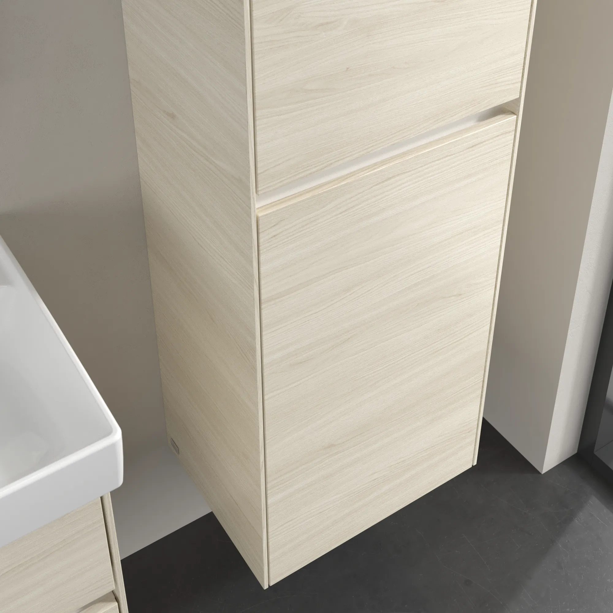 Villeroy & Boch Hochschrank mit Wäschekorb „Collaro“ 45,4 × 153,8 × 34,9 cm ohne Beleuchtung, Anschlag rechts, 1 Tür