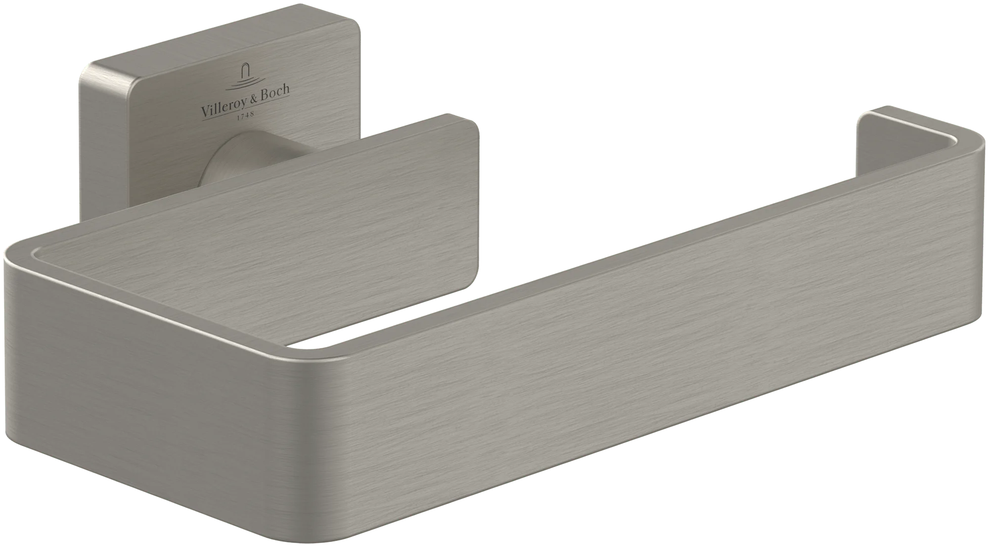 Villeroy & Boch Elements - Striking Toilettenpapierhalter ohne Deckel, 135x93x45mm, Brushed Nickel Matt