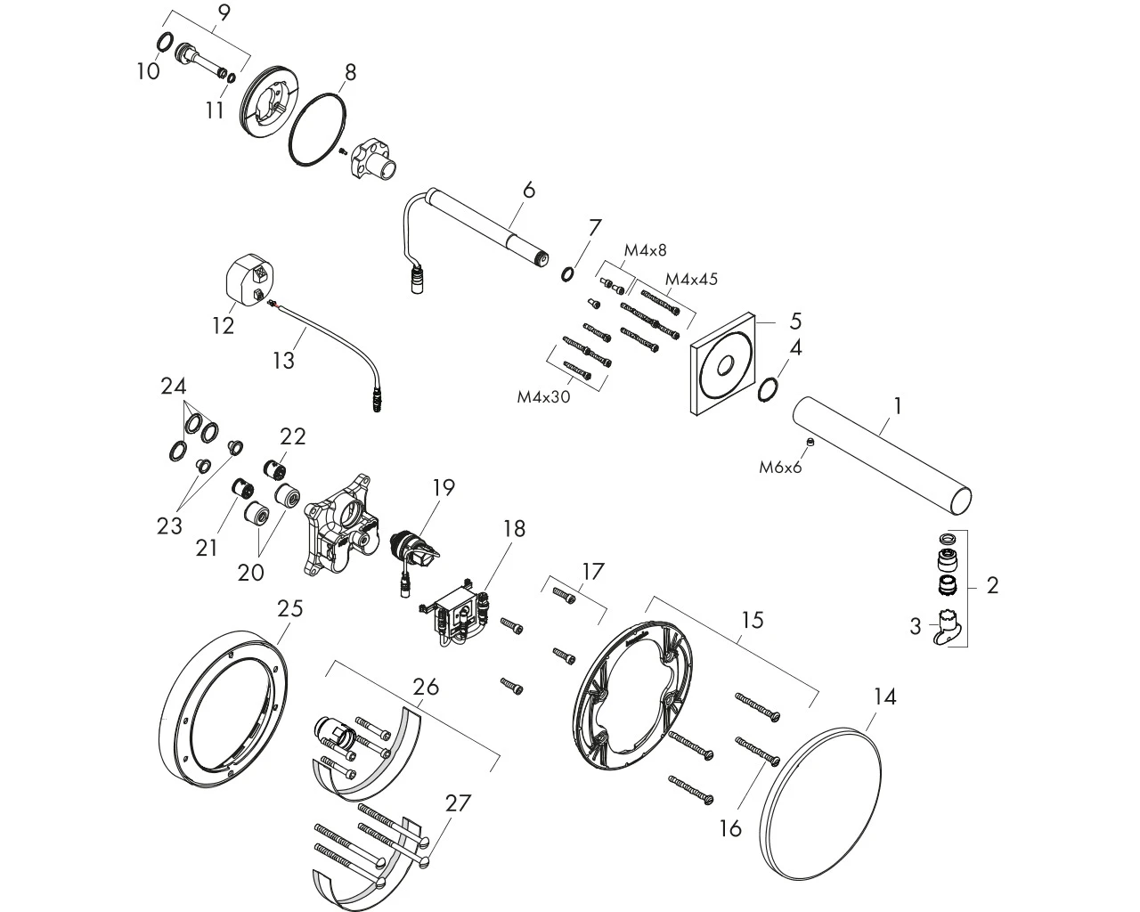 Waschtischmischer Unterputz Axor Uno Elektronik langer Auslauf chrom