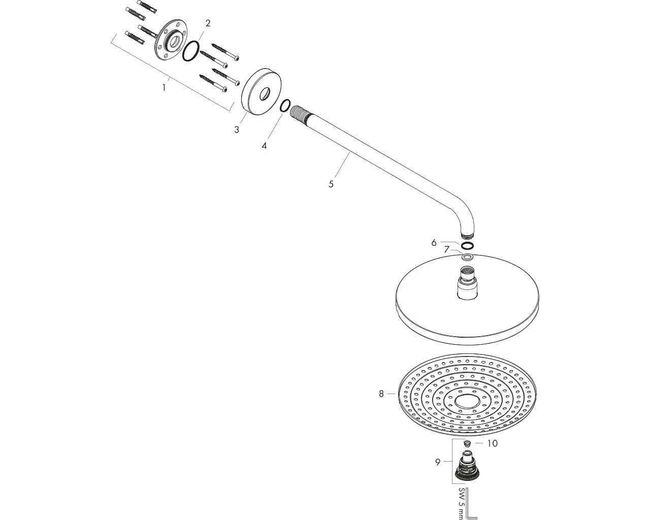 Kopfbrause Raindance Select S 240 2jet 240mm mit Brausearm 390mm chrom