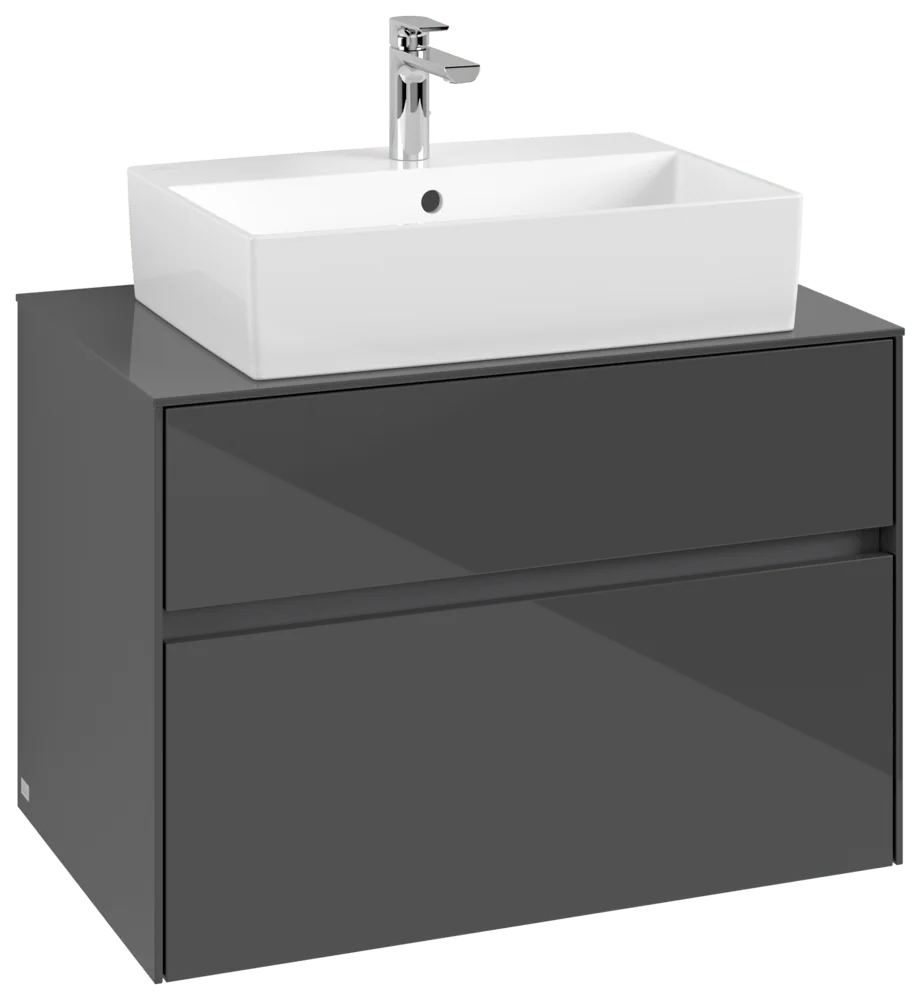 Villeroy & Boch Waschbeckenunterschrank Collaro C12400, Eckig Glossy Grey, 800x548x500mm, 39kg, mit SoftClosing, Wandmontage Villeroy & Boch Waschbeckenunterschrank Collaro C12400, Eckig Glossy Grey, 800x548x500mm, 39kg, mit SoftClosing, Wandmontage