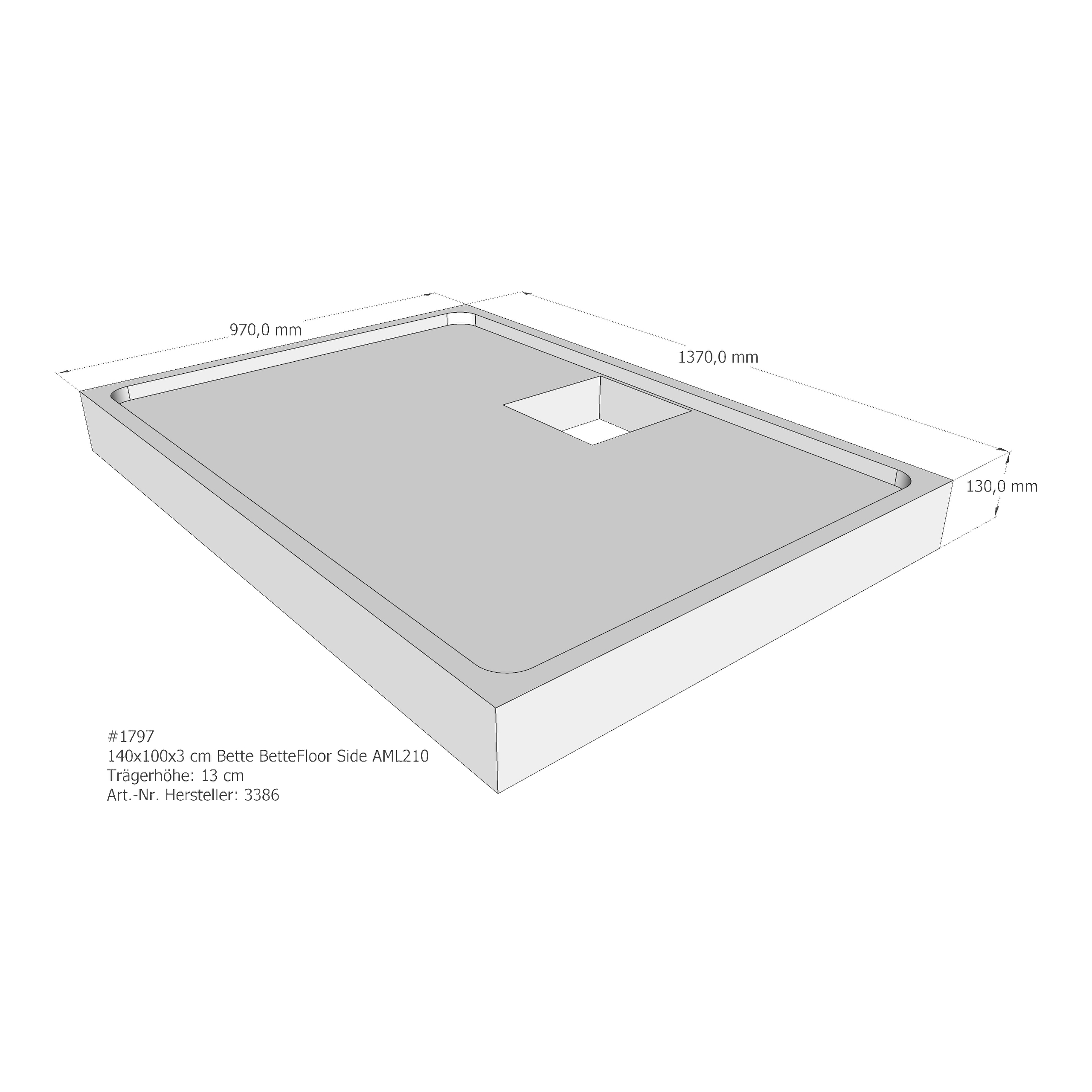 Duschwannenträger für Bette Floor Side 140 × 100 × 3 cm Breite: 100 cm / Länge: 140 cm Duschwannenträger für Bette Floor Side 140 × 100 × 3 cm Breite: 100 cm / Länge: 140 cm