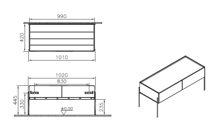 Equal Unterschrank 102 x 45 cm 2 Vollauszüge Ulme Equal Unterschrank 102 x 45 cm 2 Vollauszüge Ulme