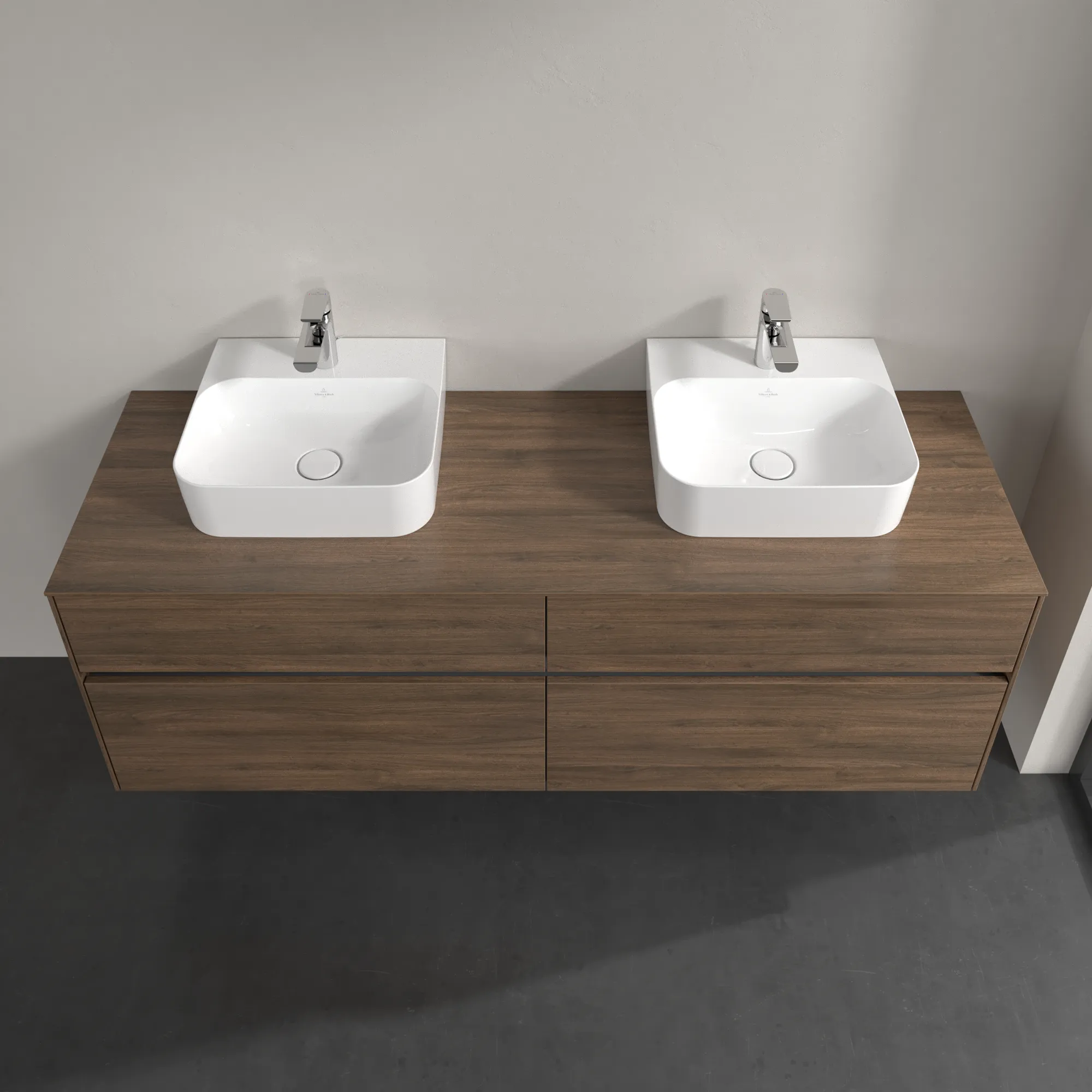 Villeroy & Boch Waschtischunterschrank „Collaro“ 1600 × 548 × 500 mm Arizona Oak, mit Beleuchtung, für links und rechts
