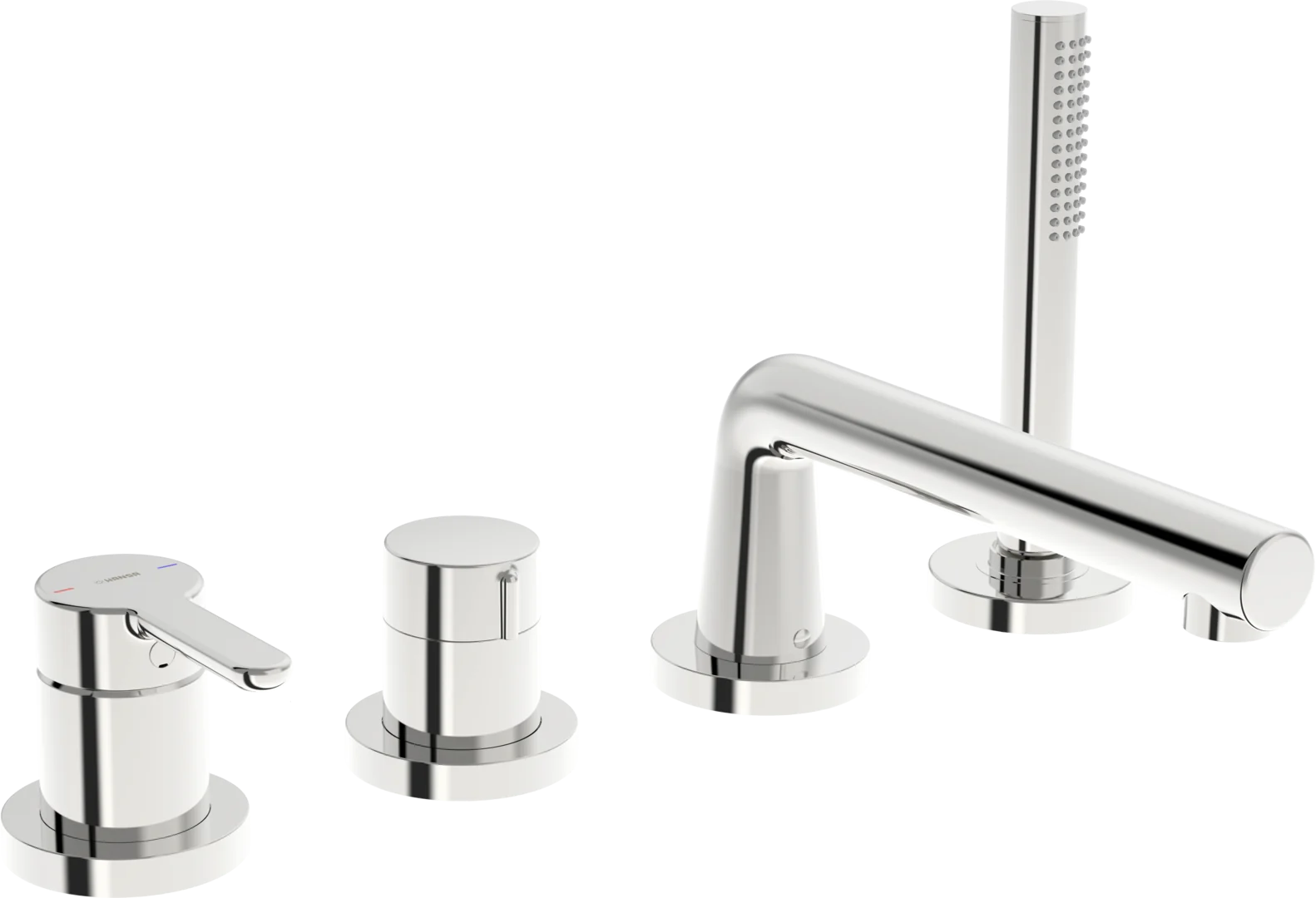 HansaDESIGNO Style Wannenarmatur, Einhebelmischer Fertigmontageset für Wanne/Brause, Rosette rund 3-strahlig DN15 Chrom