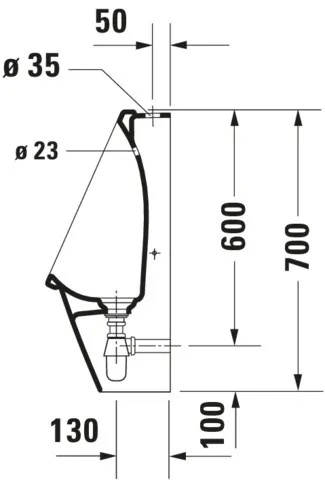 Urinal Starck 3, Zulauf von oben rimless, ohne Fliege, weiß