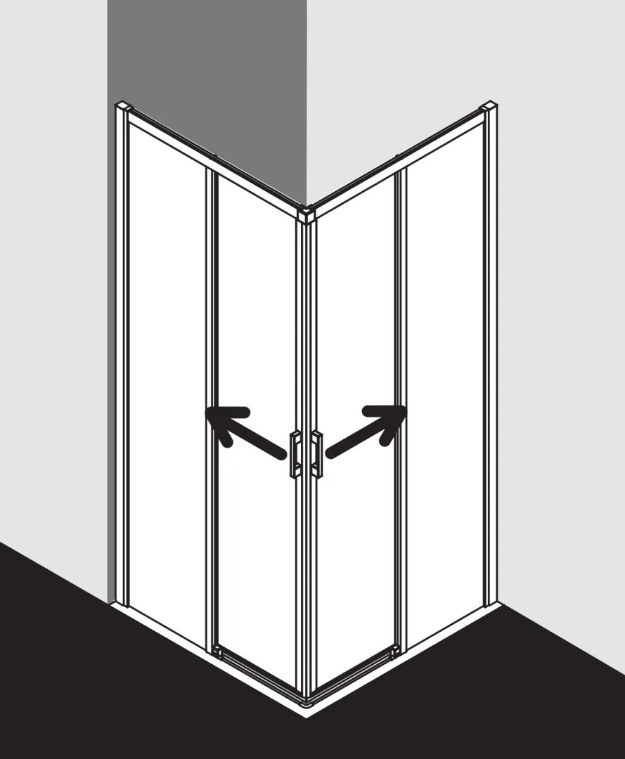 Kermi Duschtür Eckeinstieg 2-teilig (Gleittüren bodenfrei) Halbteil links „LIGA“ 185 cm Glas Klar, Profile Silber Hochglanz, Schiebetür zweiteilig