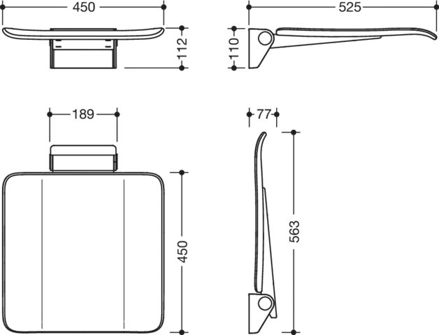 Klappsitz des Systems 900, Wandkonsole aus Edelstahl, PVD, Sitzfläche aus strukturiertem Kunststoff, schwarz, Sitzfläche 450 mm breit, 450 mm tief, in Farbe CK (messing glänzend) Klappsitz des Systems 900, Wandkonsole aus Edelstahl, PVD, Sitzfläche aus strukturiertem Kunststoff, schwarz, Sitzfläche 450 mm breit, 450 mm tief, in Farbe CK (messing glänzend)