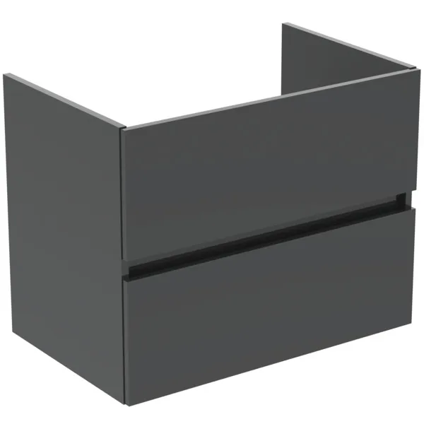 Möbelpaket Eurovit+ mit Waschtisch 71cm Weiß und Unterschrank 70cm 2 Auszüge Hochglanz grau lackiert