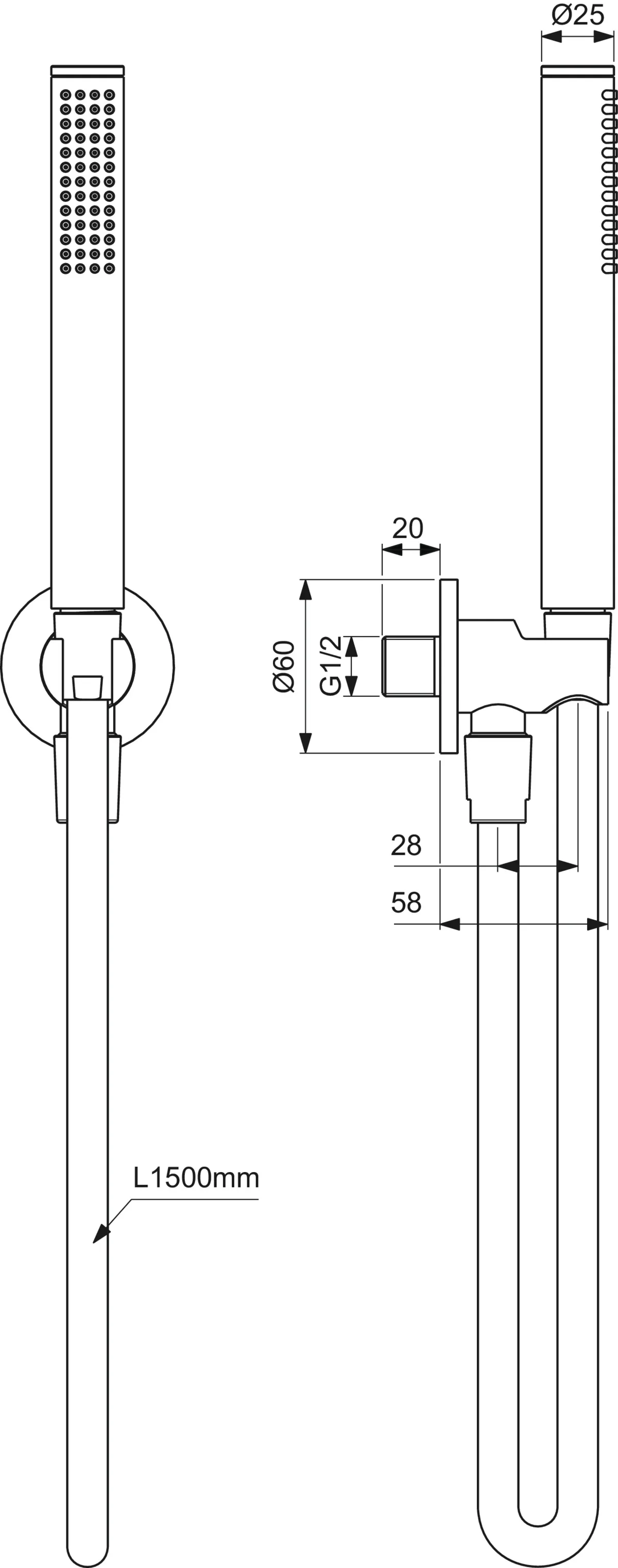Ideal Standard IdealRain BC544AA Stick-Handbrause, Chrom