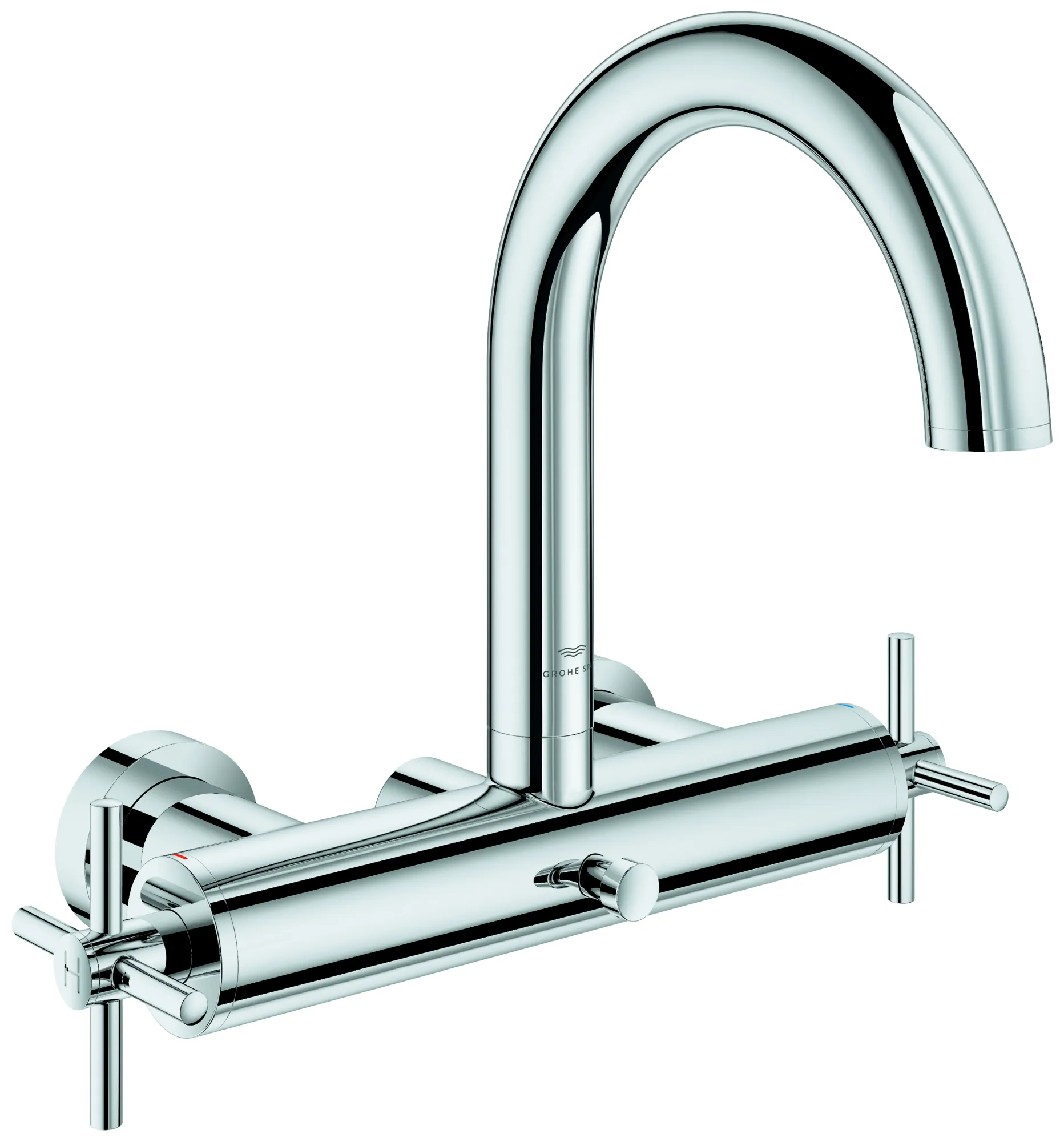 Grohe Atrio Wannenbatterie, ½ Wandmontage, Keramik-Oberteile ½, 90 Grad, Grohe Long-Life Oberfläche, automatische Umstellung: Wanne/Brause, Bogenauslauf, integrierte Rückflussverhinderer, verdeckte S-Anschlüsse, Eigensicher gegen Rückfließen, mit Kreuzgr Grohe Atrio Wannenbatterie, ½ Wandmontage, Keramik-Oberteile ½, 90 Grad, Grohe Long-Life Oberfläche, automatische Umstellung: Wanne/Brause, Bogenauslauf, integrierte Rückflussverhinderer, verdeckte S-Anschlüsse, Eigensicher gegen Rückfließen, mit Kreuzgr