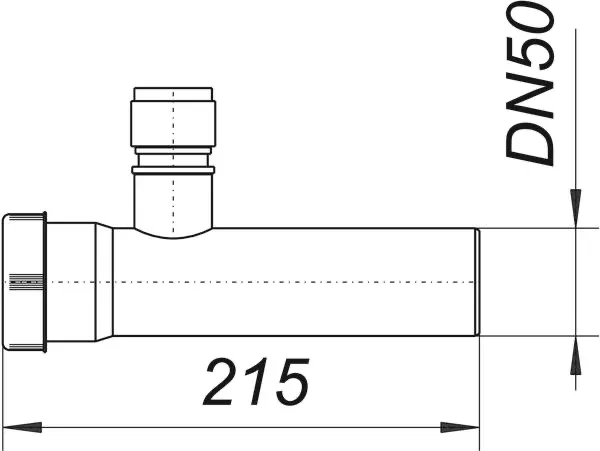 Verlängerungsrohr V 5, 215 mm lang, mit Belüfter, DN 50 Verlängerungsrohr V 5, 215 mm lang, mit Belüfter, DN 50