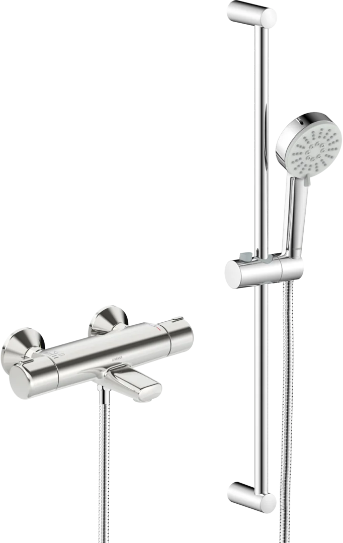 HansaBASIC Wannen- und Brausearmatur mit Brausestangengarnitur HansaBASIC 5516, 160 mm Ausladung, Chrom