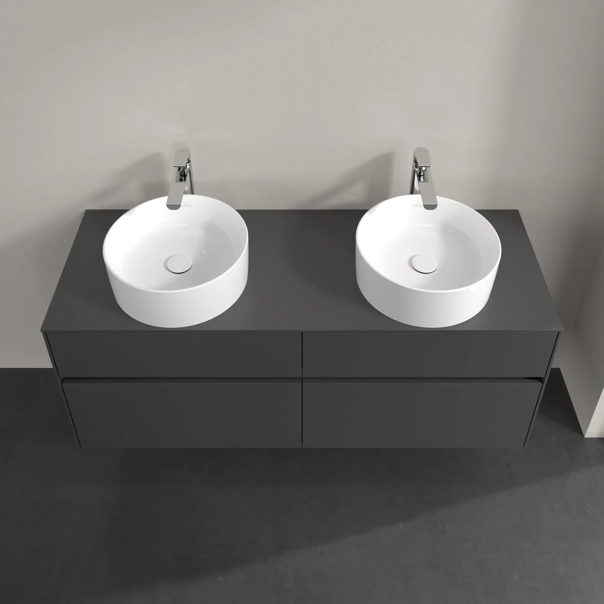 Villeroy & Boch Waschtischunterschrank „Collaro“ 1400 × 548 × 500 mm Graphite, ohne Beleuchtung, für links und rechts