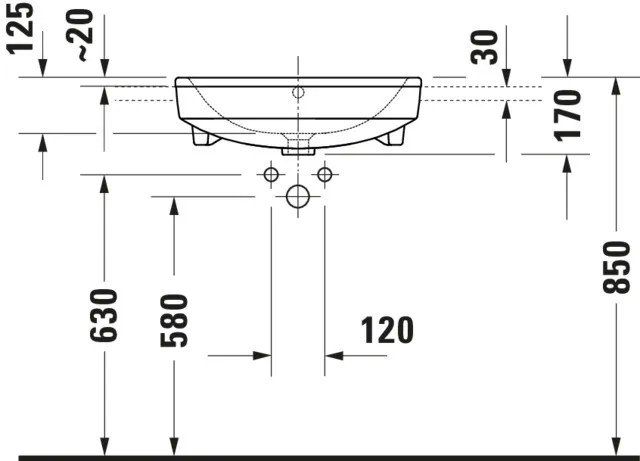 Einbauwaschtisch „No.1“, mit Überlauf, Hahnlochposition mittig Einbauwaschtisch „No.1“, mit Überlauf, Hahnlochposition mittig