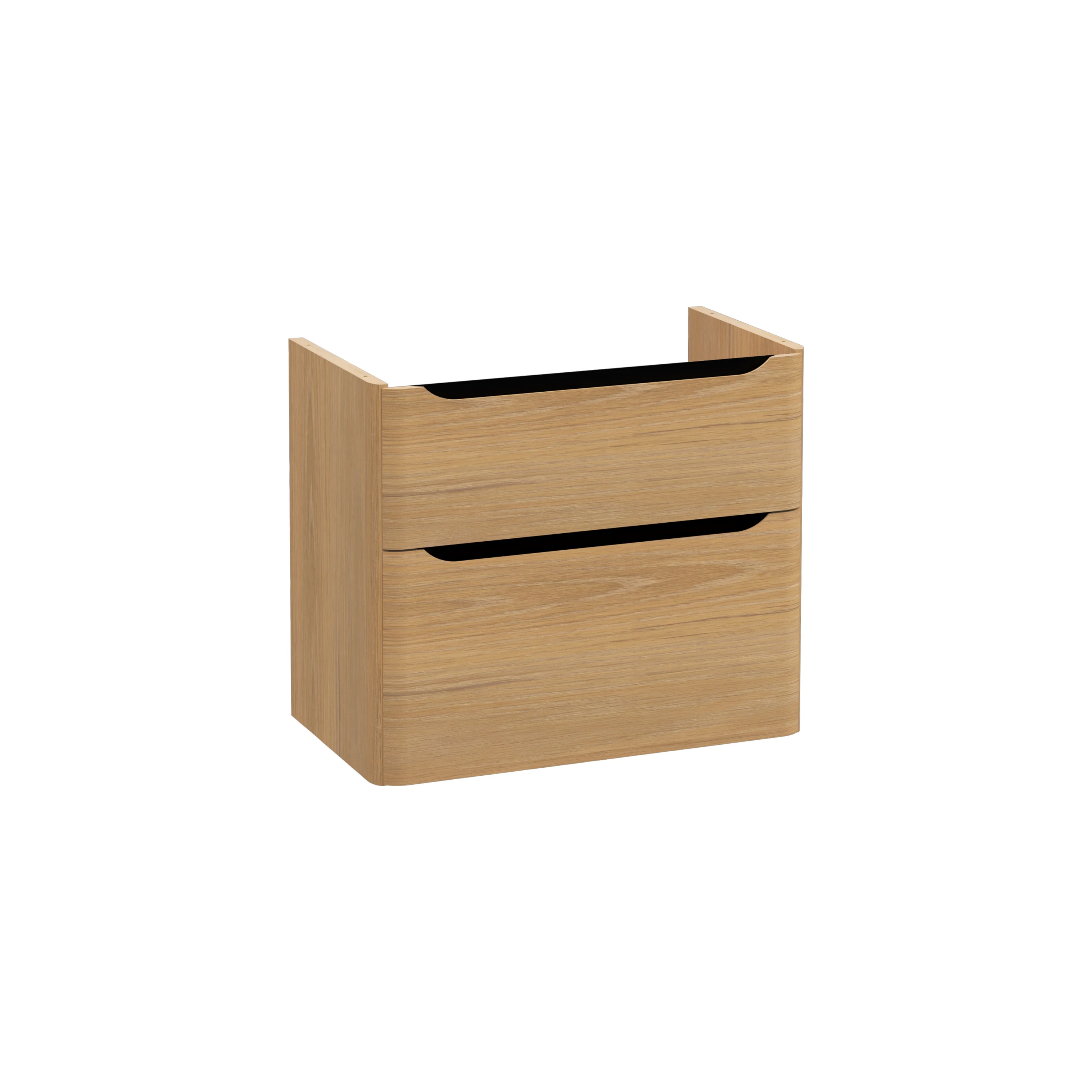 New Integra Round Waschtischunterschrank mit 2 Vollauszügen 76 x 45 x 65 cm (BxTxH) Eiche Gold