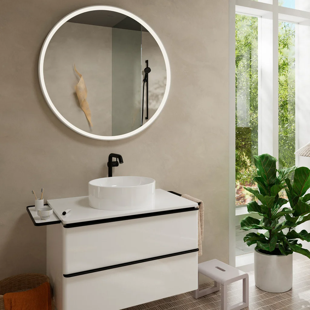 Hansgrohe Tecturis S Einhebel-Waschtischmischer 240 Fine CoolStart EcoSmart+ mattschwarz, Ausladung 167 mm, Auslaufhöhe 230 mm, Push-Open Ablaufgarnitur G 11/4, max. Durchfluss 4 l/min