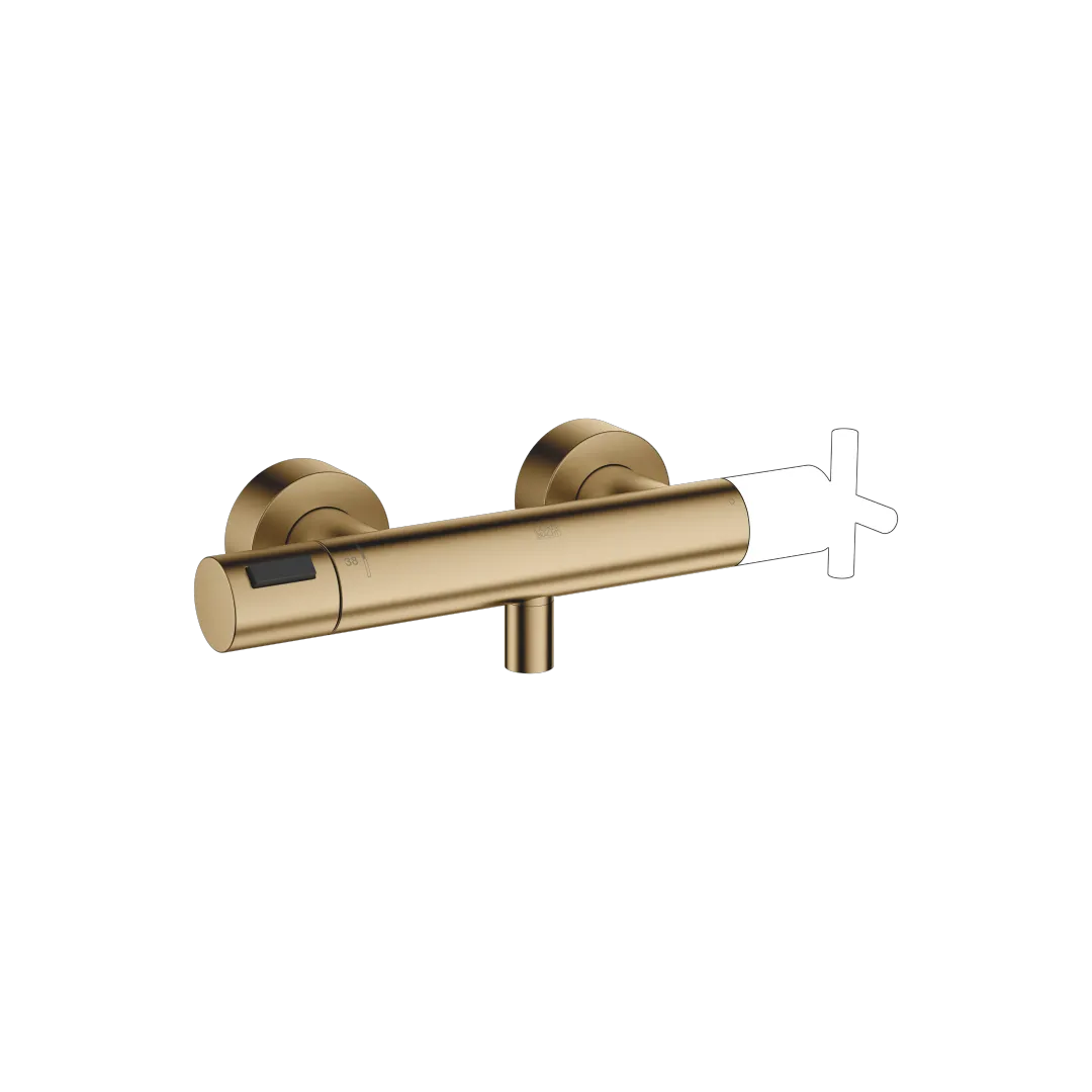 Dornbracht Brause-Thermostat SERIENNEUTRAL Dark Brass gebürstet PVD, Wandmontage, FlowReduce-Funktion, Schubrosetten Ø70 mm, Brauseabgang 3/8", Anschluss 1/2"