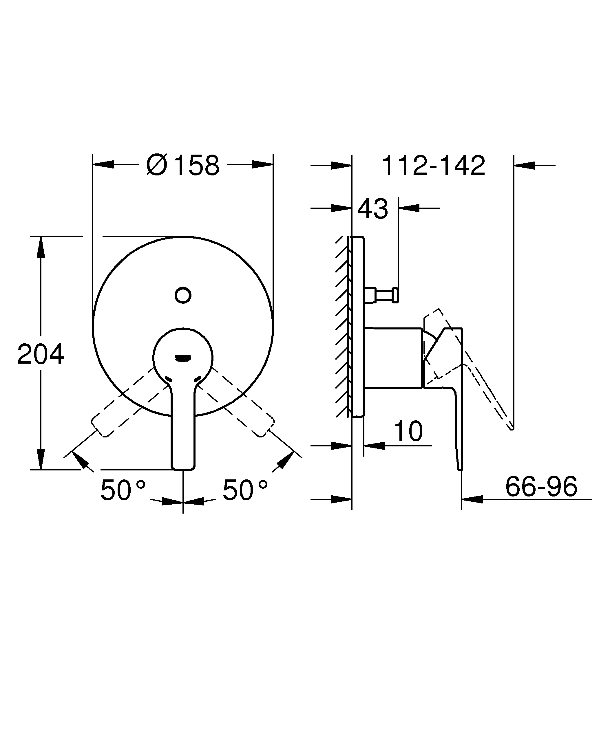 Einhand-Wannenbatterie Lineare 24064_1, Fertigmontageset für Rapido SmartBox