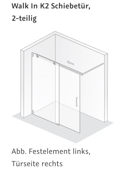 HSK Duschabtrennung Walk-In Schiebetür 2-teilig „K2“ Glas Linea 01 (80 cm) HSK Duschabtrennung Walk-In Schiebetür 2-teilig „K2“ Glas Linea 01 (80 cm)