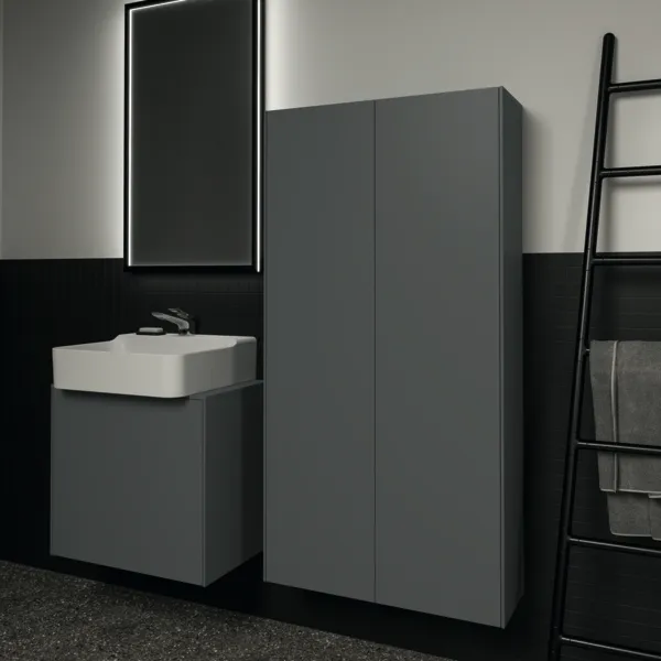 Ideal Standard Halbhochschrank Conca, 2 Flügeltüren, links/rechts, 720x250x1400mm, Anthrazit