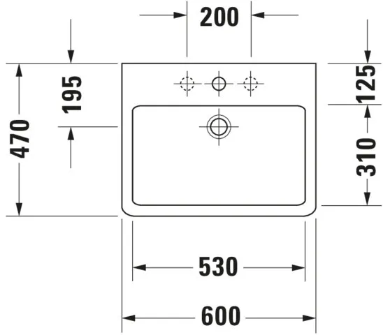 Wandwaschtisch „Vero“, mit Überlauf, Hahnlochposition mittig Wandwaschtisch „Vero“, mit Überlauf, Hahnlochposition mittig