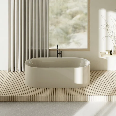 Bette BetteLux Oval Silhouette Badewanne, Edelweiß, 1900 x 900 mm, Randhöhe 575 mm, 2-Sitzer, freistehend, glasierter Titan-Stahl
